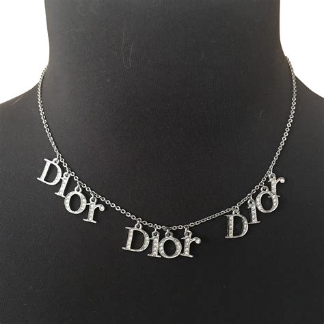 silver christian dior necklace|Christian Dior necklace women.